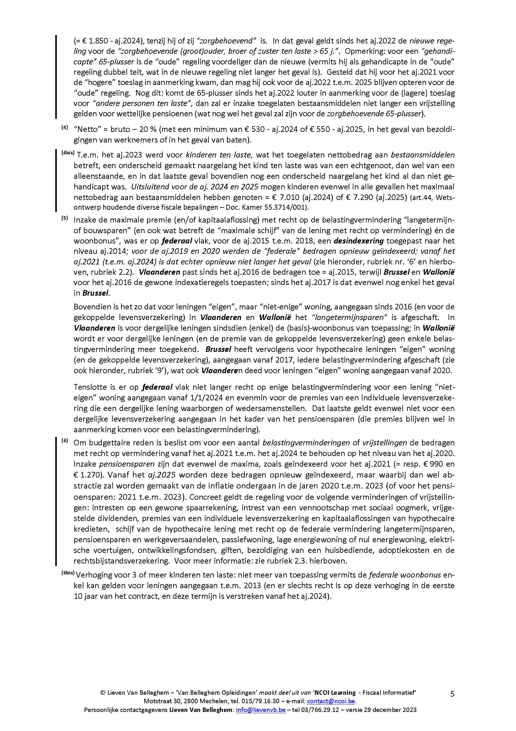 Geïndexeerde Fiscale Bedragen Aanslagjaren 2024 En 2025 | Vlaamse ...